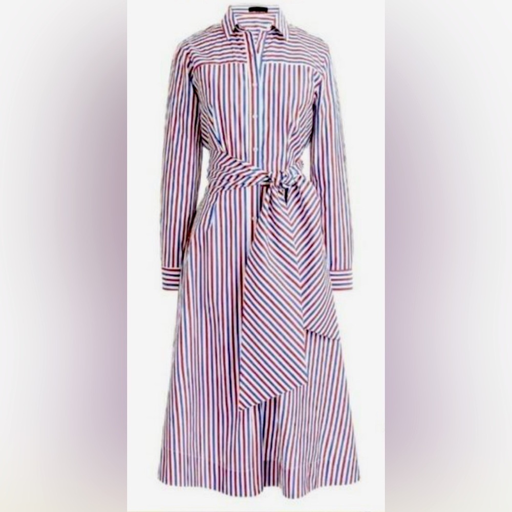 J. Crew Striped Midi Dress - Red, Blue, White